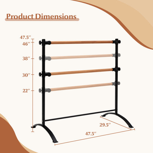 4 Foot Portable Freestanding Double Ballet Barre-Black