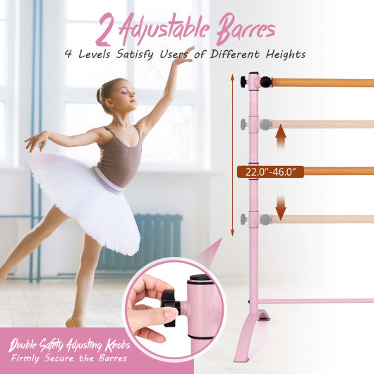4 Foot Portable Freestanding Double Ballet Barre-Pink