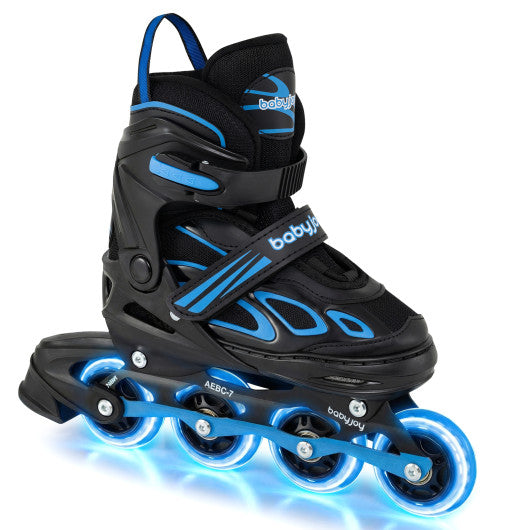 4 Sizes Adjustable Blade Roller with Light-up Wheels for Youth-Blue