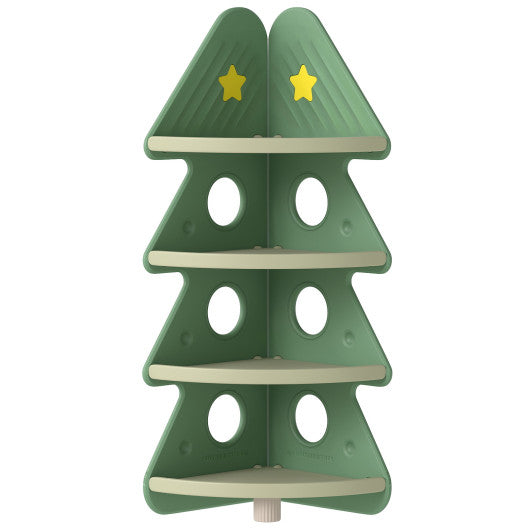 4-Tier Kids Corner Bookshelf Baby Display Shelf for Kids Room-Green