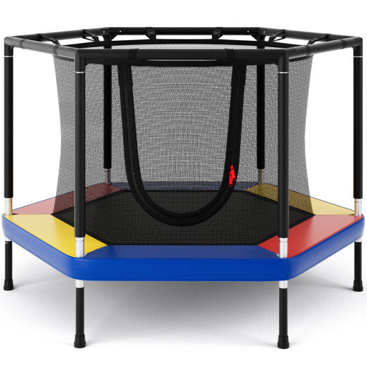 4 FT Small Toddler Recreational Trampoline with Safety Enclosure Net-Colorful