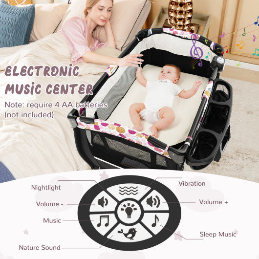4 in 1 Portable Pack and Play Baby Nursery Center with Bassinet-Purple