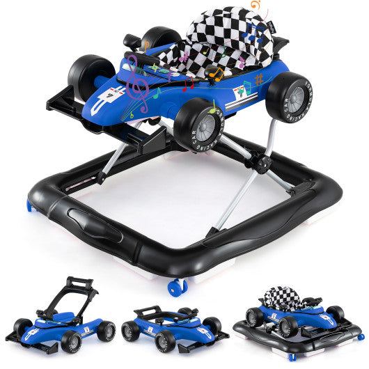 4-in-1 Baby Push Walker Activity Center Height Adjustable with Music Box-Blue