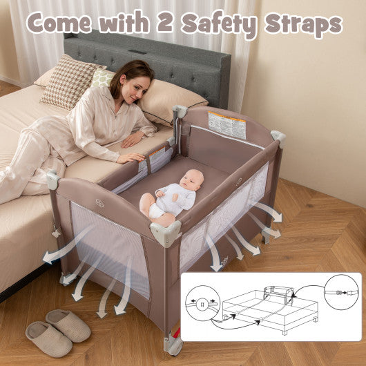 5-in-1 Portable Pack and Play with Diaper Changing Table