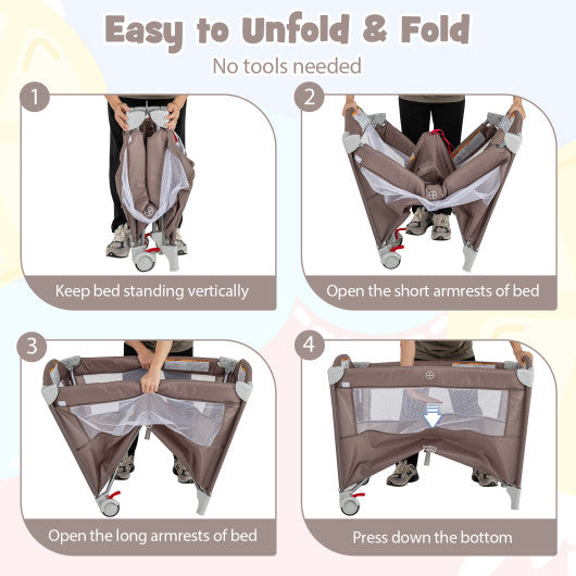 5-in-1 Portable Pack and Play with Diaper Changing Table