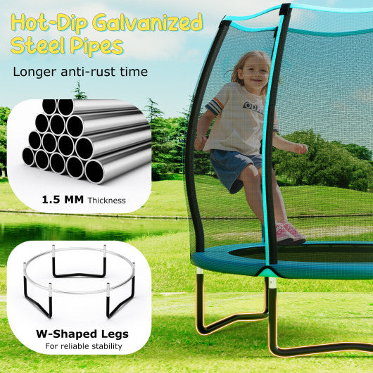 55 Inch Trampoline for Kids Toddler Mini Trampoline with Safety Enclosure Net-Blue