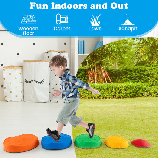 5 Pieces Kids Stepping Stones Stackable Round Indoor Outdoor-Multicolor