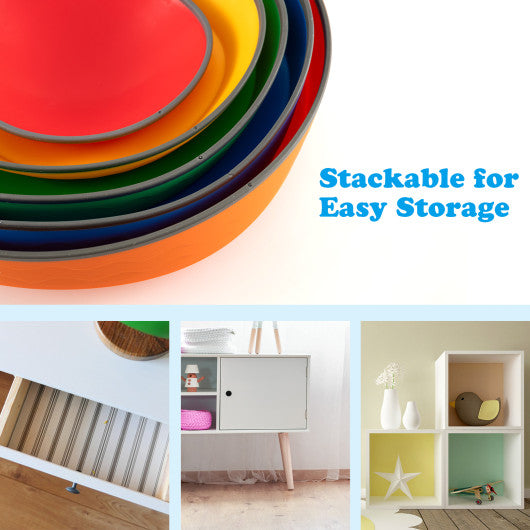 5 Pieces Kids Stepping Stones Stackable Round Indoor Outdoor-Multicolor