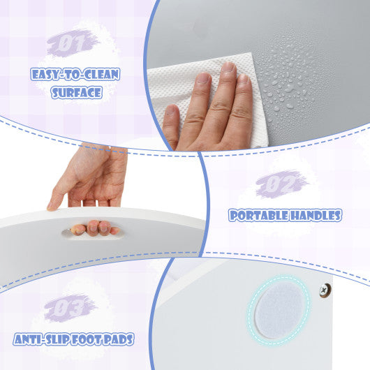 5 Piece Toddler Round Nesting Table with 4 Storage Stools for Activity-Grey