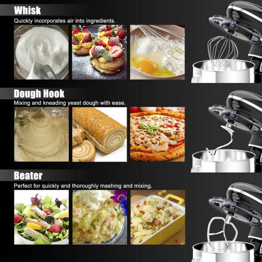 6.3 Qt 6 Speed 660W Tilt-Head Food Stand Mixer-Black
