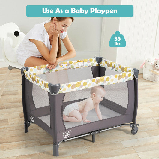 4-in-1 Convertible Portable Baby Playard Newborn Napper with Music and Toys-Blue
