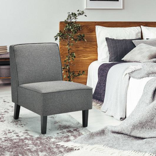 Modern Armless Accent Sofa Chair with Rubber Wood Legs -Gray
