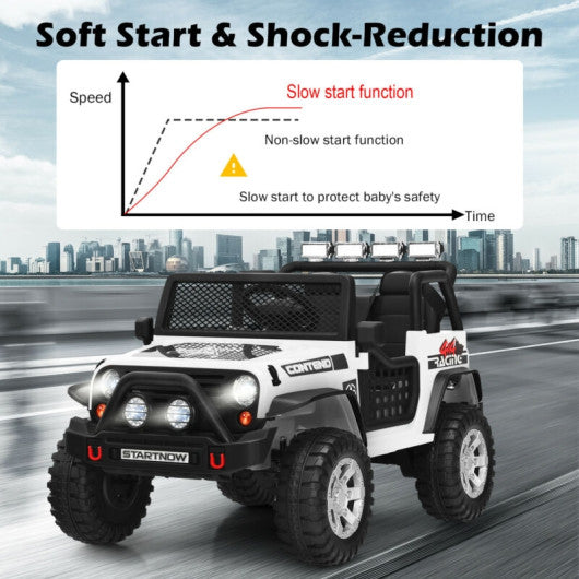 12V Kids Electric Ride On Truck with Remote Control and Operation Lever-White