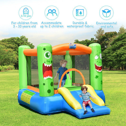 Inflatable Castle Bounce House Jumper Playhouse with Slider for Kids