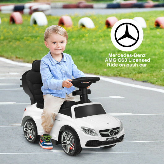 3-in-1 Ride on Push Car Mercedes-Benz Licensed Sliding Car with Canopy-White