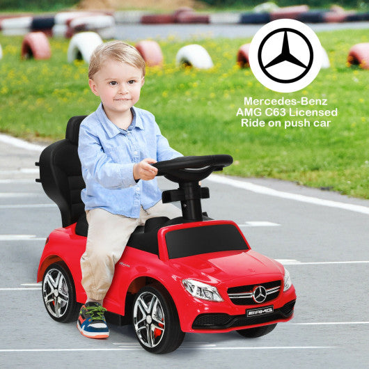 3-in-1 Ride on Push Car Mercedes-Benz Licensed Sliding Car with Canopy-Red