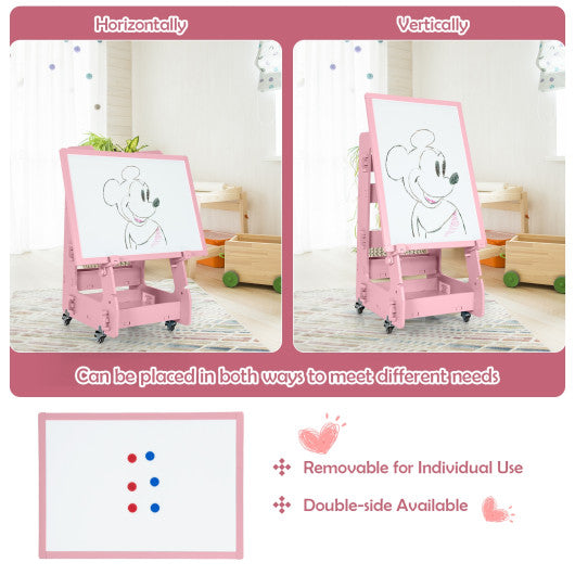 Multifunctional Kids' Standing Art Easel with Dry-Erase Board -Pink