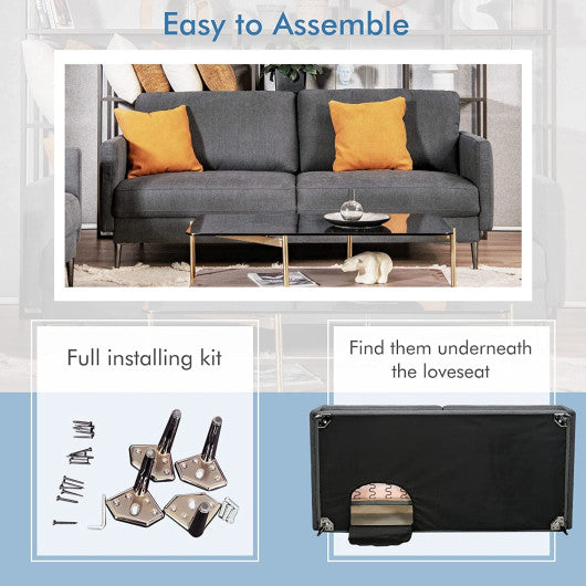 Modern Loveseat with Comfy Backrest Cushions-Gray