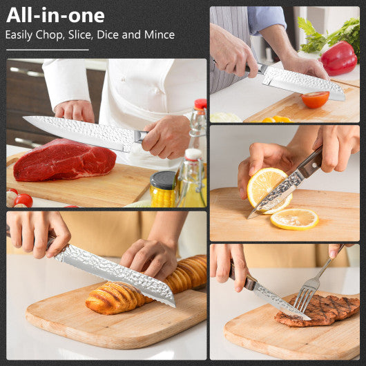 15 Pieces Kitchen Knife Set with Wooden Block