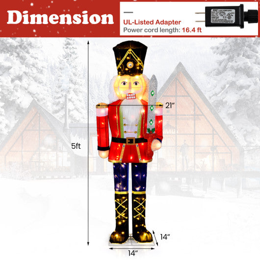 5 FT Christmas Nutcracker Outdoor Christmas Decoration with Glitter Sword