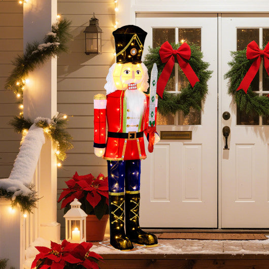 5 FT Christmas Nutcracker Outdoor Christmas Decoration with Glitter Sword
