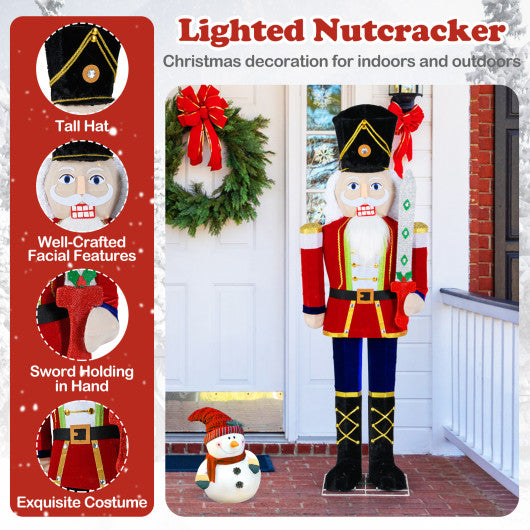 5 FT Christmas Nutcracker Outdoor Christmas Decoration with Glitter Sword