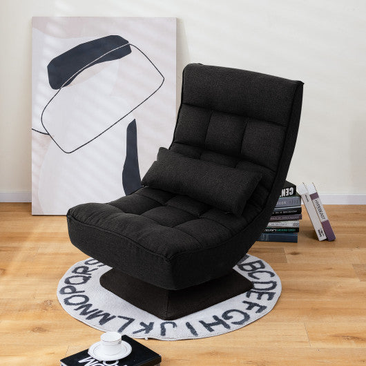 5-Level Adjustable 360¡ã Swivel Floor Chair with Massage Pillow-Black