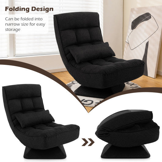 5-Level Adjustable 360¡ã Swivel Floor Chair with Massage Pillow-Black