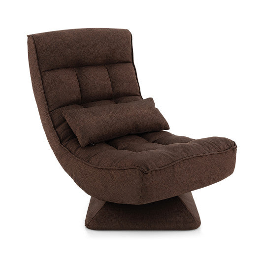 5-Level Adjustable 360¡ã Swivel Floor Chair with Massage Pillow-Brown