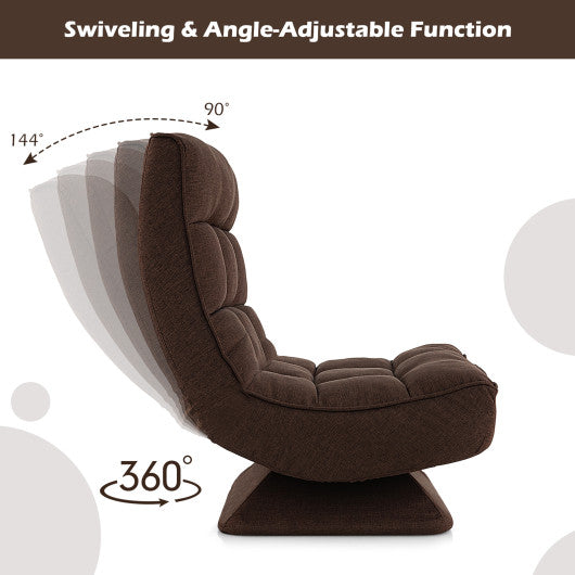 5-Level Adjustable 360¡ã Swivel Floor Chair with Massage Pillow-Brown