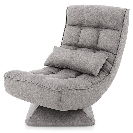5-Level Adjustable 360¡ã Swivel Floor Chair with Massage Pillow-Gray