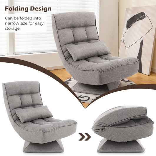 5-Level Adjustable 360¡ã Swivel Floor Chair with Massage Pillow-Gray