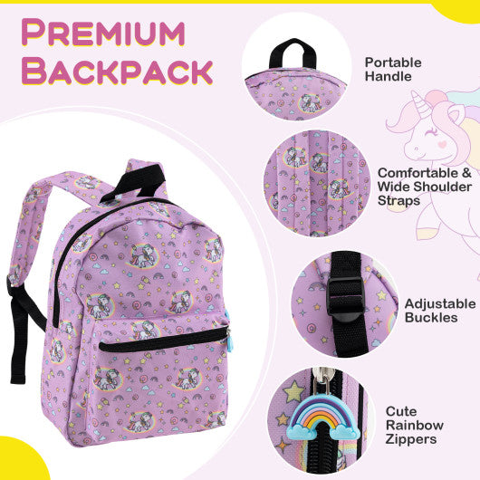 5 Piece Kids Luggage Set with Backpack Neck Pillow Name Tag Lunch Bag-Hot Pink