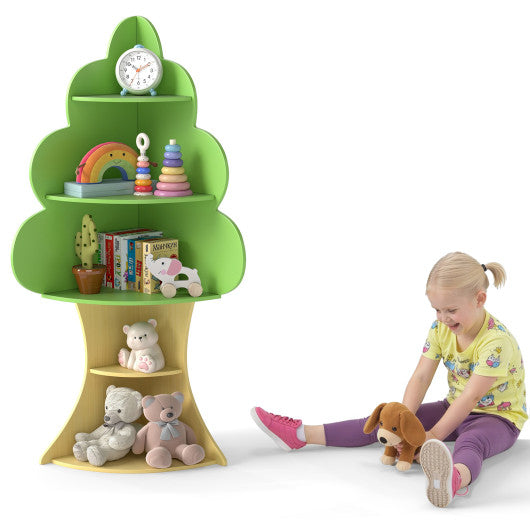 5-Tier Children Book Display Rack with Anti-toppling System-Green
