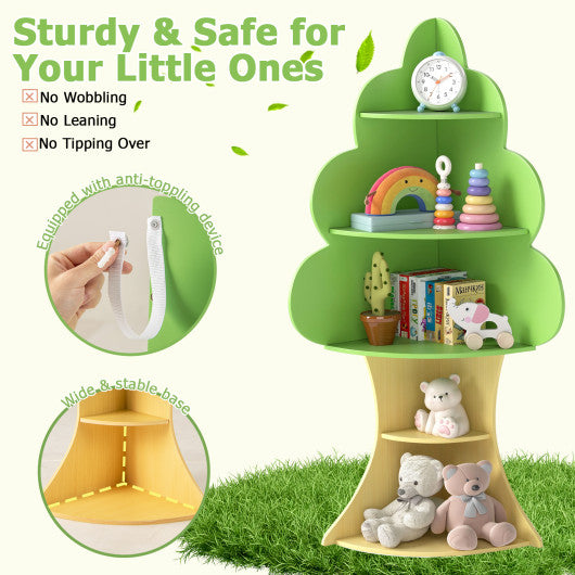 5-Tier Children Book Display Rack with Anti-toppling System-Green