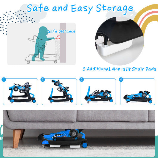 5-in-1 Baby Walker with Adjustable Height and Speed for Boys Girls 6-18 Months