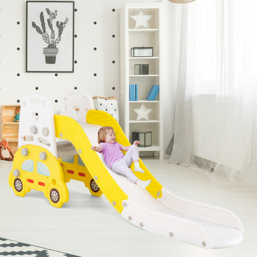 5 in 1 Convertible Toddler Slide Set Kids Art Easel with Stool and Book Rack-Yellow