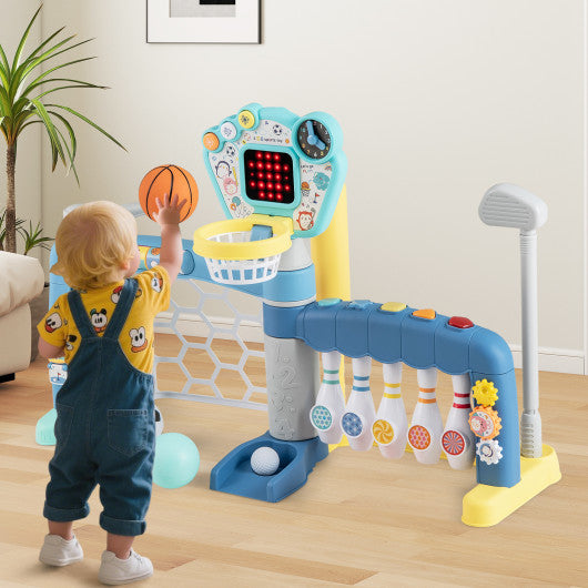 5 in 1 Toddler Sports Toy with Adjustable Basketball Hoop for Baby Boys Girls 18 Months+