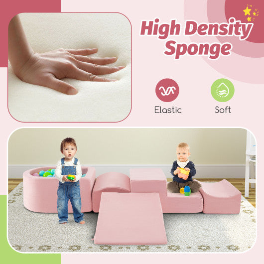 5-Piece Climb and Crawl Playset with Ball Pit for Kids-Pink