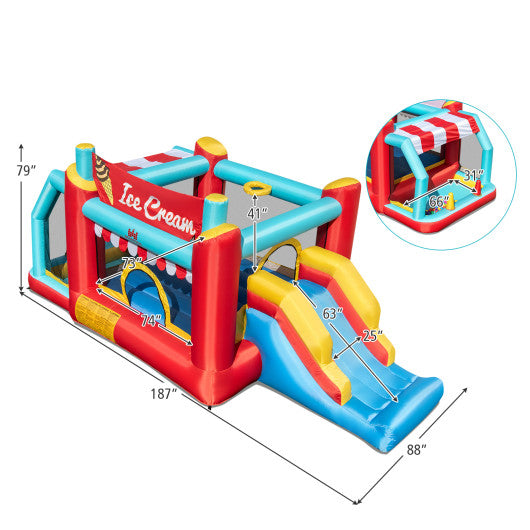 5-in-1 Ice Cream Inflatable Bounce House with Ball Pit and Slide without Blower