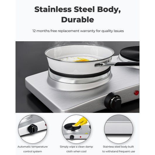 1800W Double Hot Plate Electric Countertop Burner