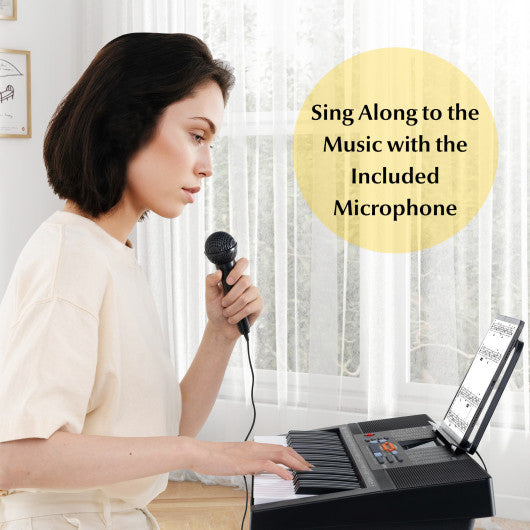 61-Key Electronic Keyboard Piano with 3 Teaching Modes LED Display and Dual Keyboard