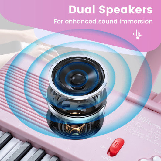 61 Key Electric Portable Digital Keyboard Piano for Beginner-Pink