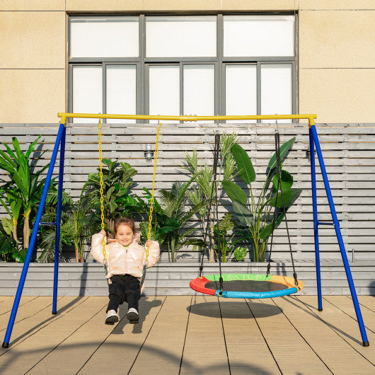 660 LBS Extra-Large A-Shaped Swing Stand with Anti-Slip Footpads (Without Seat)-Yellow