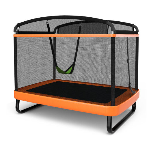 6 Feet Kids Entertaining Trampoline with Swing Safety Fence-Orange