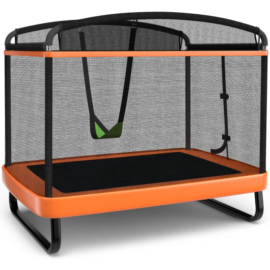 6 Feet Kids Entertaining Trampoline with Swing Safety Fence-Orange