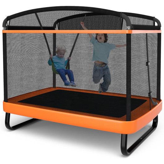 6 Feet Kids Entertaining Trampoline with Swing Safety Fence-Orange