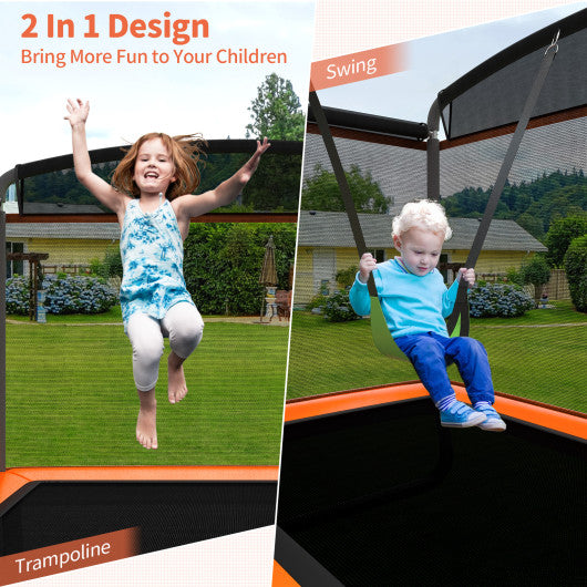 6 Feet Kids Entertaining Trampoline with Swing Safety Fence-Orange