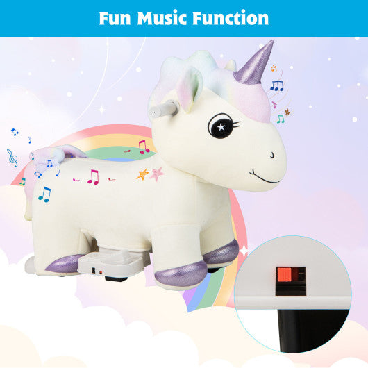 6V Electric Animal Ride On Toy with Music and Handlebars-Beige