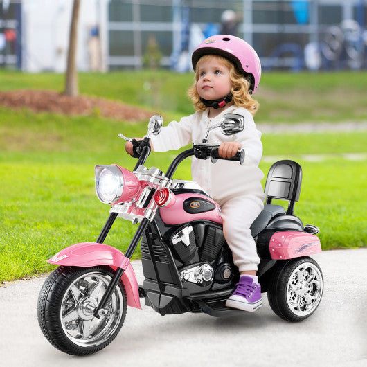 6V Powered Toddler 3-Wheel Motorbike Ride On Toy with Horn and Headlight-Heart Pink
